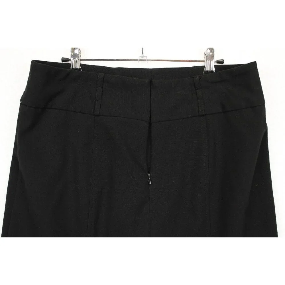 First Option Skirt Women 10 Knee Length Casual Zip Back Closure Fluted Hem Black